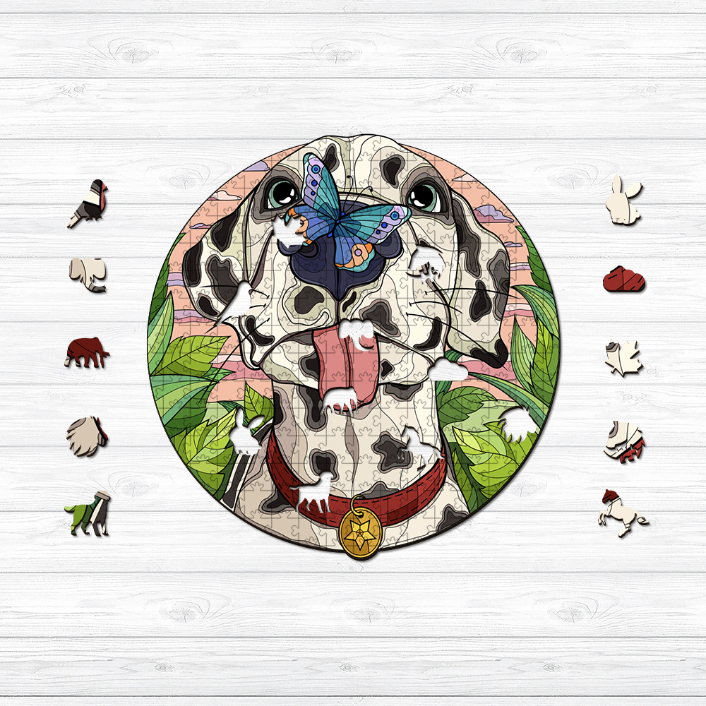 Spotted Dog Butterfly Wooden Jigsaw Puzzle - aimpuzzle