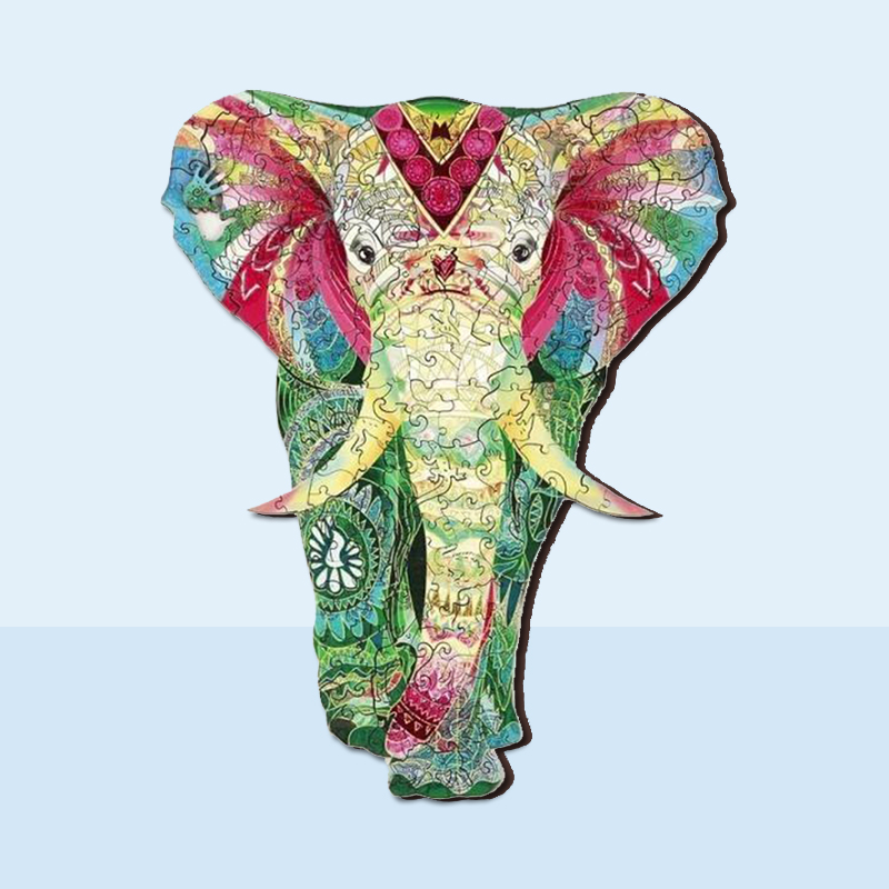 Colorful Elephant Wooden Jigsaw Puzzle - aimpuzzle