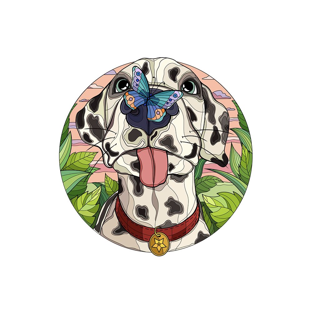 Spotted Dog Butterfly Wooden Jigsaw Puzzle - aimpuzzle