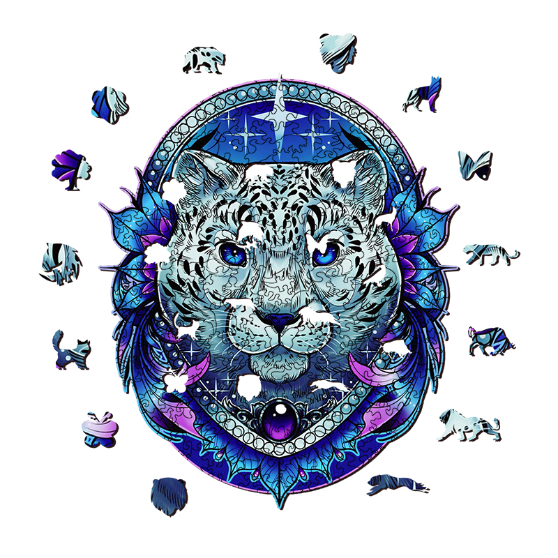 Blue leopard Wooden Jigsaw Puzzle - aimpuzzle