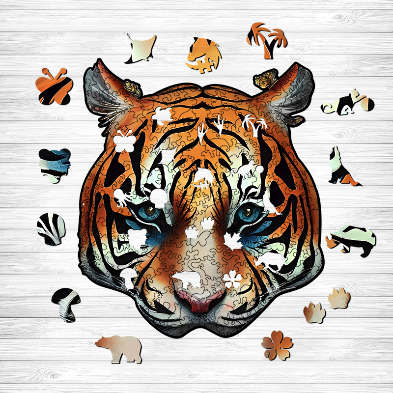 Brave Eyed Tiger Wooden Jigsaw Puzzle - aimpuzzle